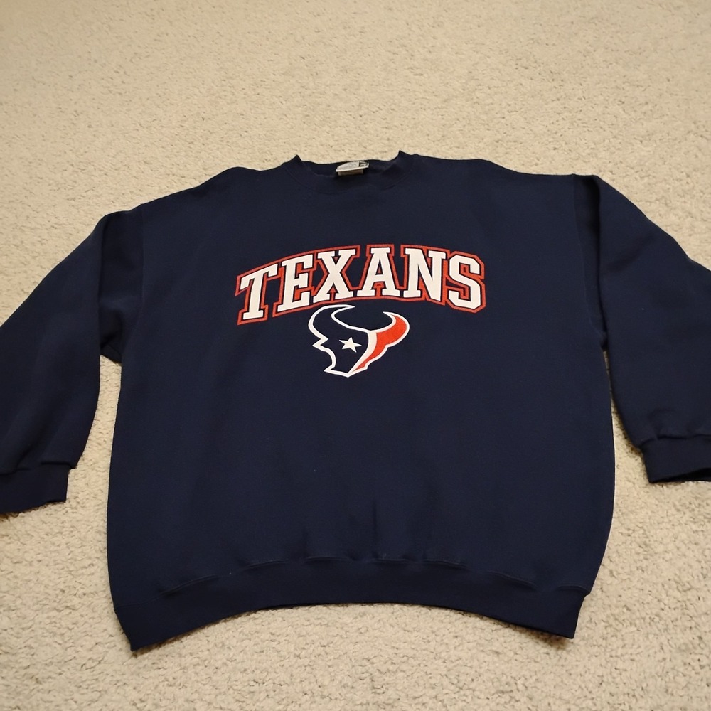 Vintage Houston Texans Sweatshirt Mens 2XL Blue Puma Logo Spellout Y2K USA 90s